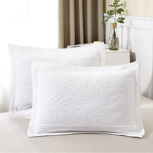 Modern Classic Floral Print 100% Cotton Shams-White